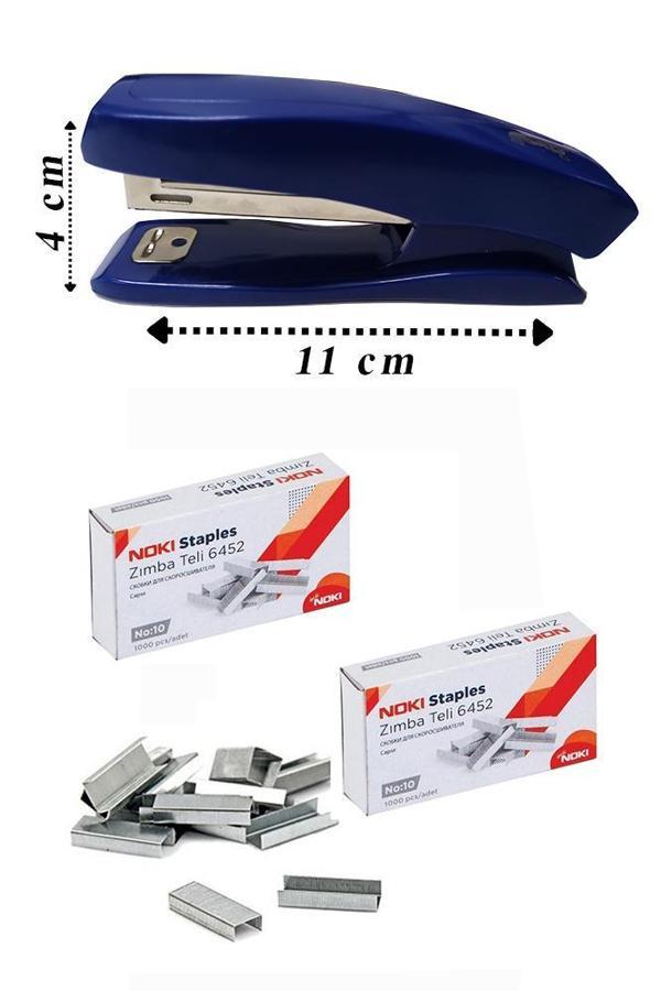 Zımba Makinesi Seti Küçük Mavi S-5 No:10 1 Adet Zımba Teli 2 Paket 10-15 Sayfa Ofis Büro Okul Öğrenci Mini Boy - Image 1
