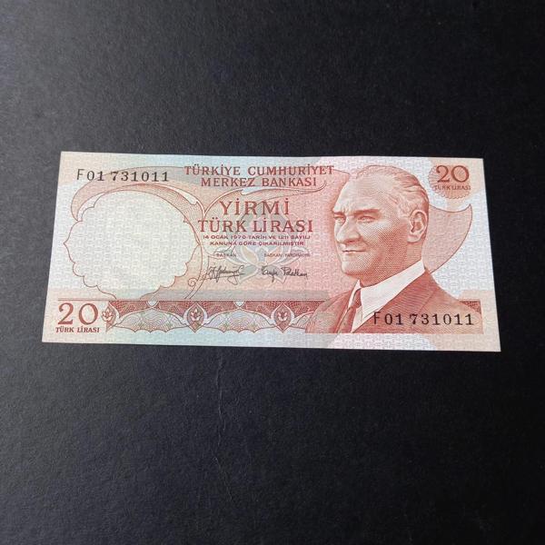 Escoines Koleksiyon 6367641f14cd677 6.Emisyon 3.Tertip F01 Serisi 20 Turk Lirası ÇİL eski kağıt para - Image 1
