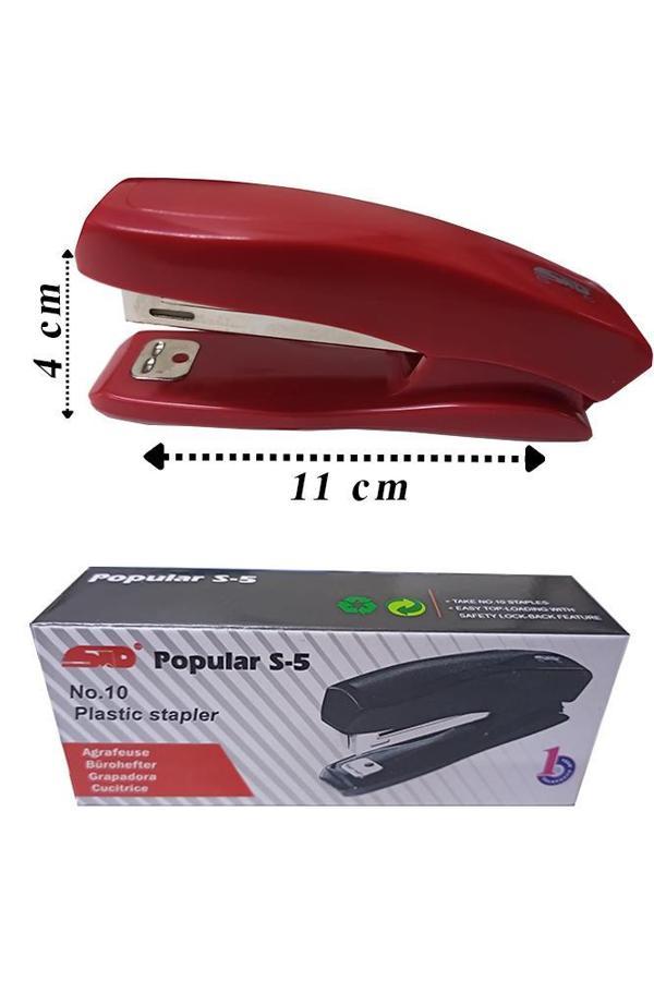 Zımba Makinesi Kırmızı S-5 Stapler No:10 1 Adet Küçük Zımba Makinası 10-15 Sayfa Ofis Büro Okul Öğrenci Küçük Boy - Image 1