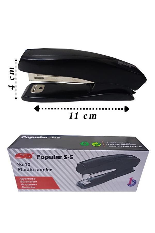 Zımba Makinesi Siyah S-5 Stapler No:10 1 Adet Küçük Zımba Makinası 10-15 Sayfa Ofis Büro Okul Öğrenci Küçük Boy - Image 1