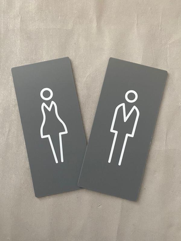 Mat Antrasit Lux Kadın Erkek WC Yönlendirme Levhası Kapı İsimliği - Image 1