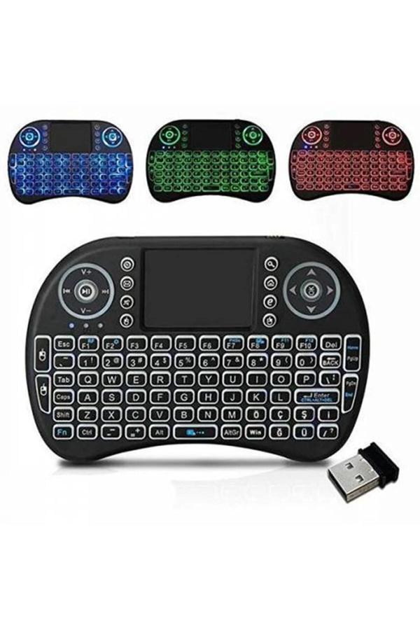 Işıklı Kablosuz Mini Klavye Tv Televizyon Ps3 ps4 ps5 Uyumlu Dokunmatik Mouse - Image 1