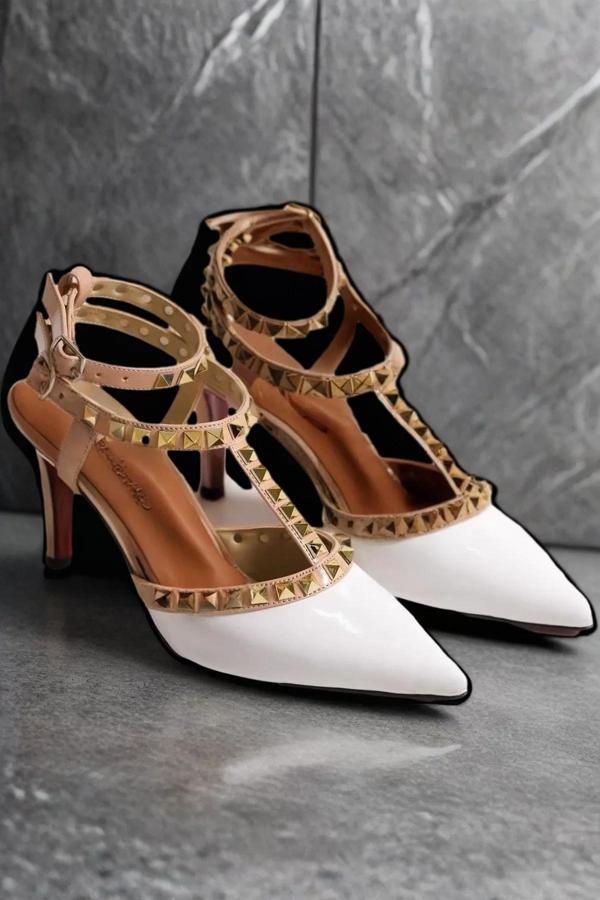 Kadın Elegant Ayakkabı Troklu İnce Topuklu Ayakkabı Stiletto Özel Tasarım Abiye Ayakkabı - Image 1