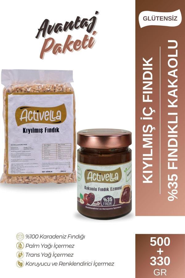 Activella Kakaolu Fındık Ezmesi 330gr %35 Fındıklı + Kıyılmış İç Fındık 500gr - Image 1