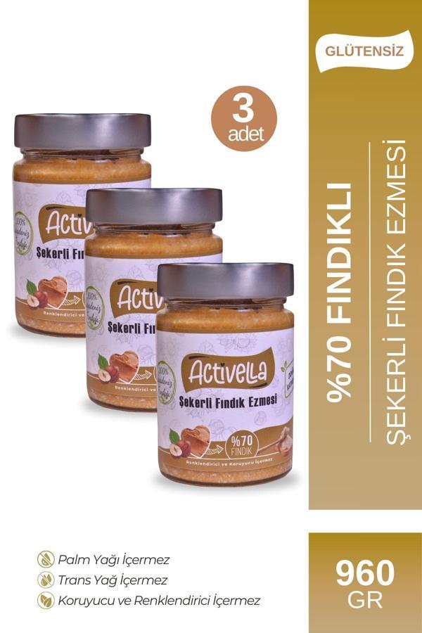 Activella Şekerli Fındık Ezmesi 320gr %70 Fındıklı X3 - Image 1