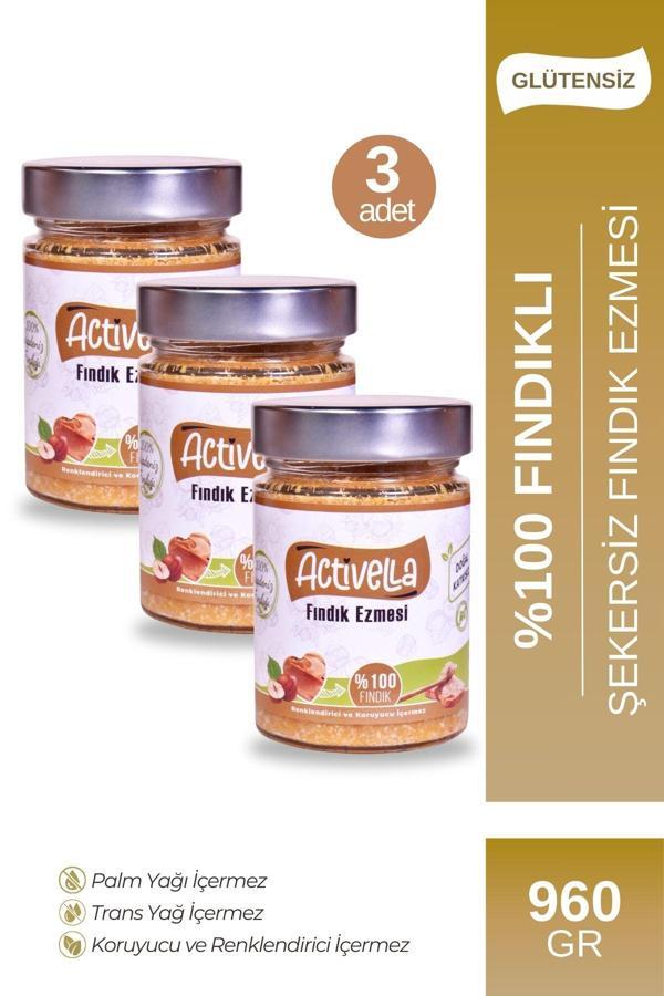 Activella Şekersiz Fındık Ezmesi 320gr %100 Fındıklı X3 - Image 1