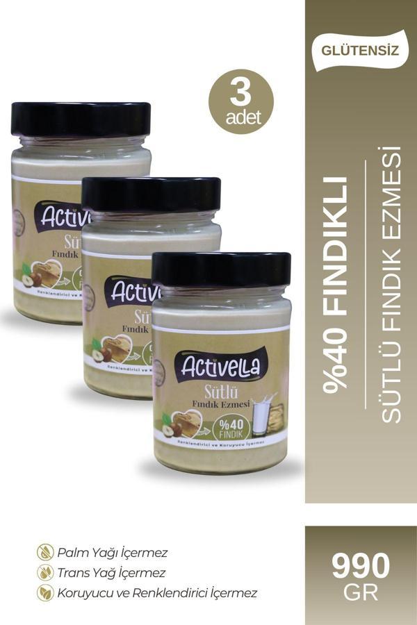 Activella Sütlü Fındık Ezmesi 330gr %40 Fındıklı X3 - Image 1