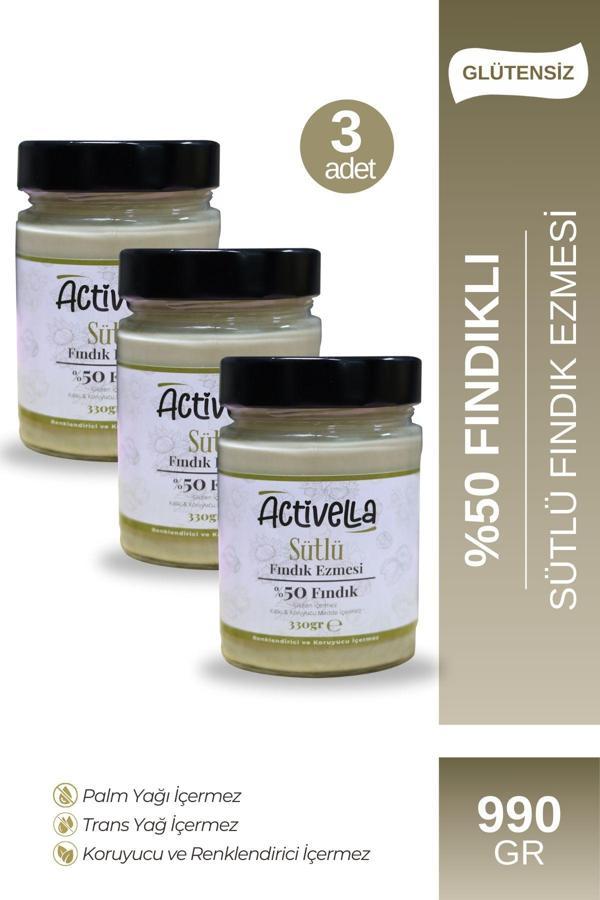 Activella Sütlü Fındık Ezmesi 330gr %50 Fındıklı X3 - Image 1