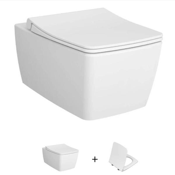 VitrA Metropole Rim-Ex Kanlasız Asma Klozet + Duroplast Slim Yavaş Kapanan Klozet Kapağı SET  - Image 1