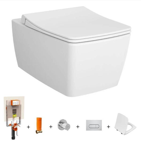 VitrA Metropole Rim-Ex Kanlasız Asma Klozet + Duroplast Yavaş Kapak + Gömme Rezervuar SET  - Image 1