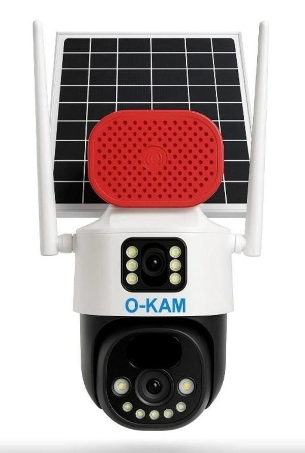 O-KAM Pro 7015 Wi-Fi 360? Güneş Enerjili 5MP 1 Sabit 1 Hareketli Gece Görüşlü Sirenli Akıllı Kamera  - Image 1