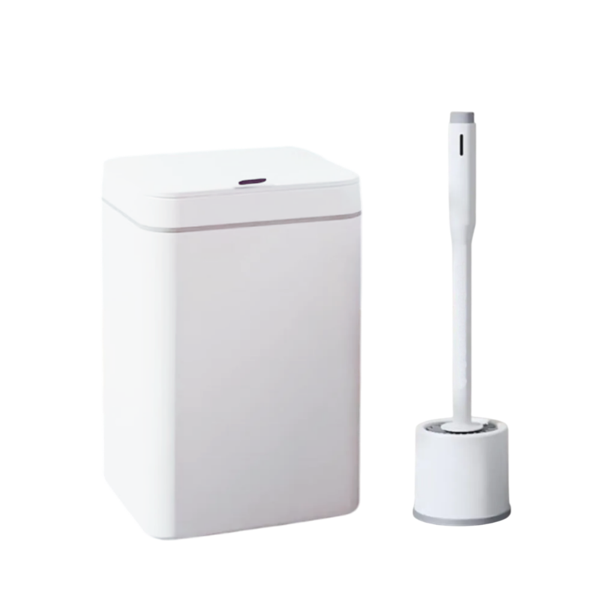 Sensörlü Otomatik Plastik Çöp Kovası 12 Litre + Deterjan Hazneli Silikon Klozet Fırçası - Image 1