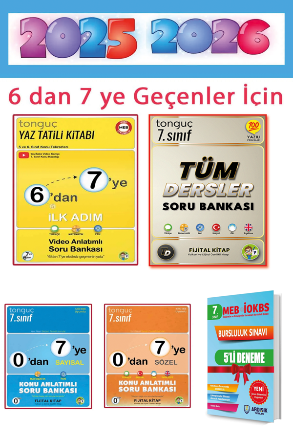 Tonguç 6 dan 7 ye Hazırlık Seti + Tüm Dersler Soru Bankası + Bursluluk Deneme Sınavı - Tonguç Akademi - Image 1