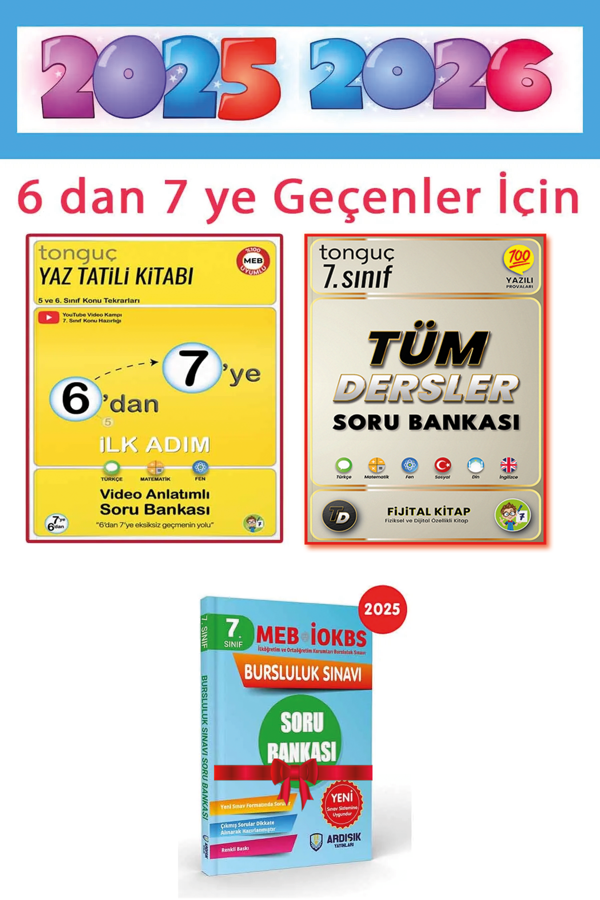 Tonguç 6 dan 7 ye Yaz Tatili Kitabı İlk Adım + Tüm Dersler Soru Bankası + Bursluluk Soru Bankası - Tonguç Akademi - Image 1