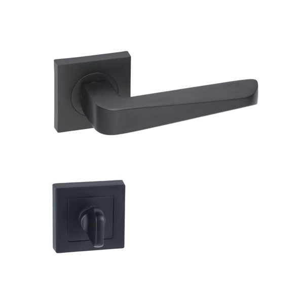 Arpat Rosa Kare Rozetli Wc Kapı Kolu Mat Siyah - Image 1