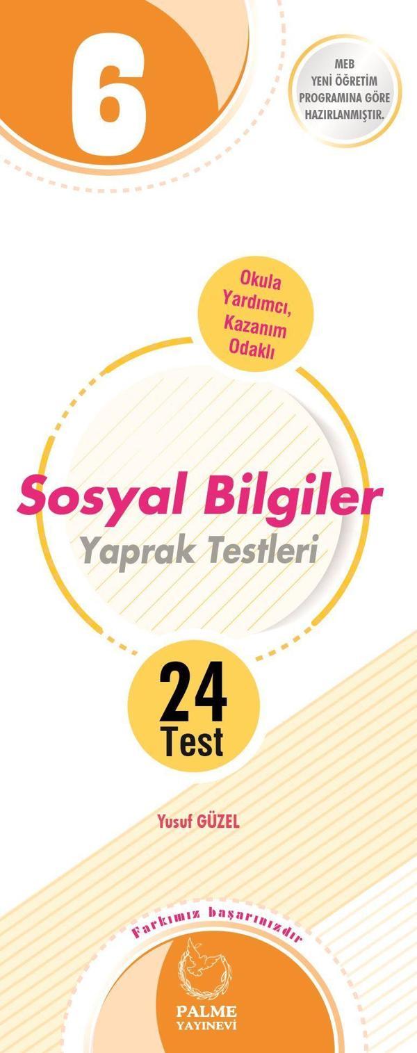 Palme Yayınevi 6, Sınıf Sosyal Bilgiler Yaprak Testi ( 24 Test ) - Palme Yayınları - Image 1