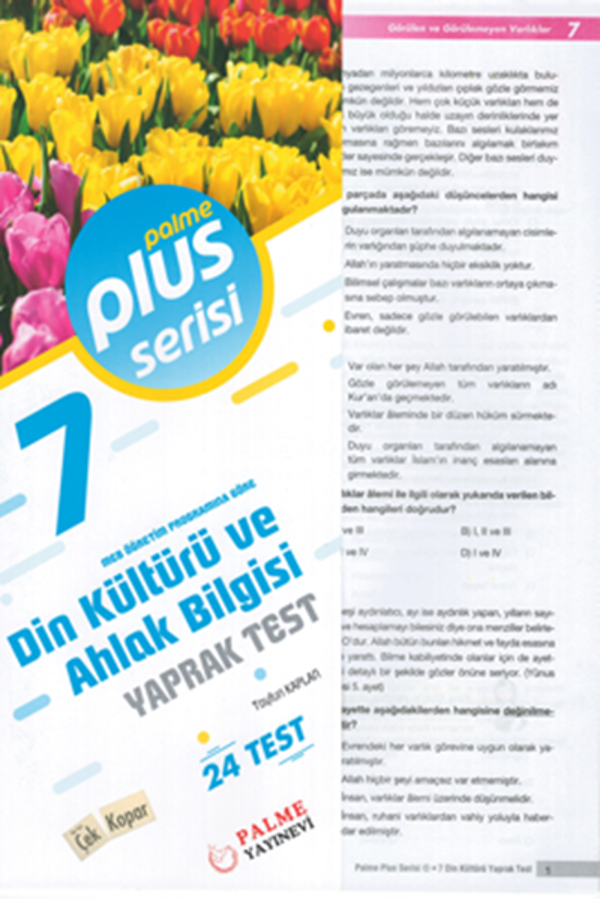 Palme Yayınevi 7, Sınıf Plus Serisi Din Kültürü Ve Ahlak Bilgisi Yaprak Test - Palme Eğitim - Image 1
