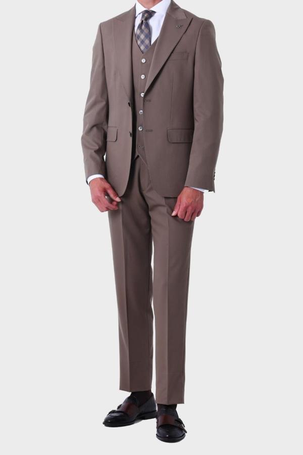 Modern ve Zarif Yelekli Erkek Takım Elbise - Slim Fit Dört Mevsim-KAW1020S - Image 1