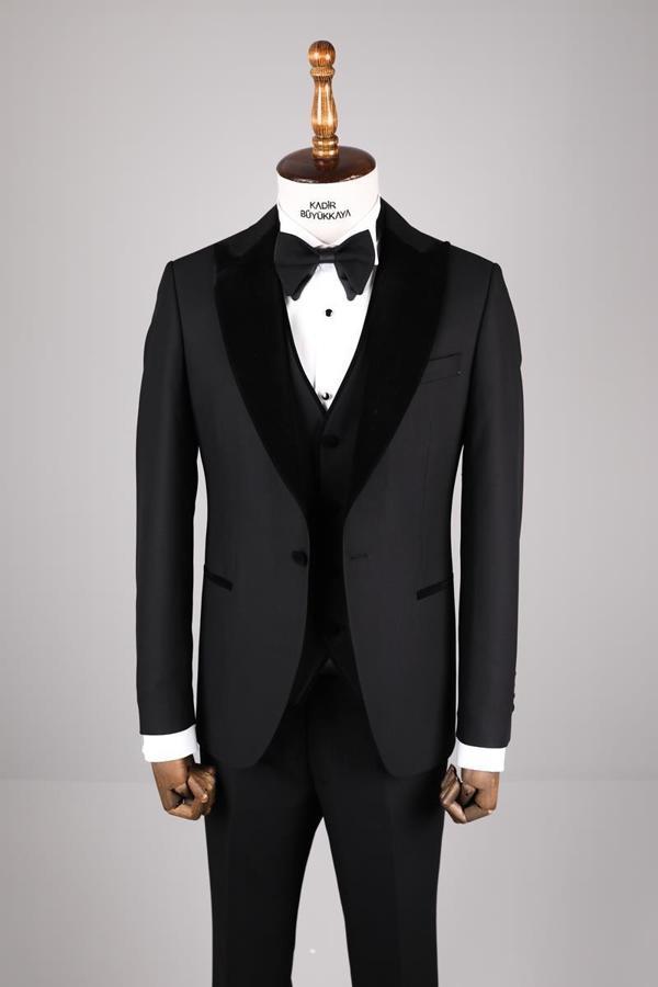Klasik Tasarım Yelekli Erkek Smokin-KAV1527S - Image 1