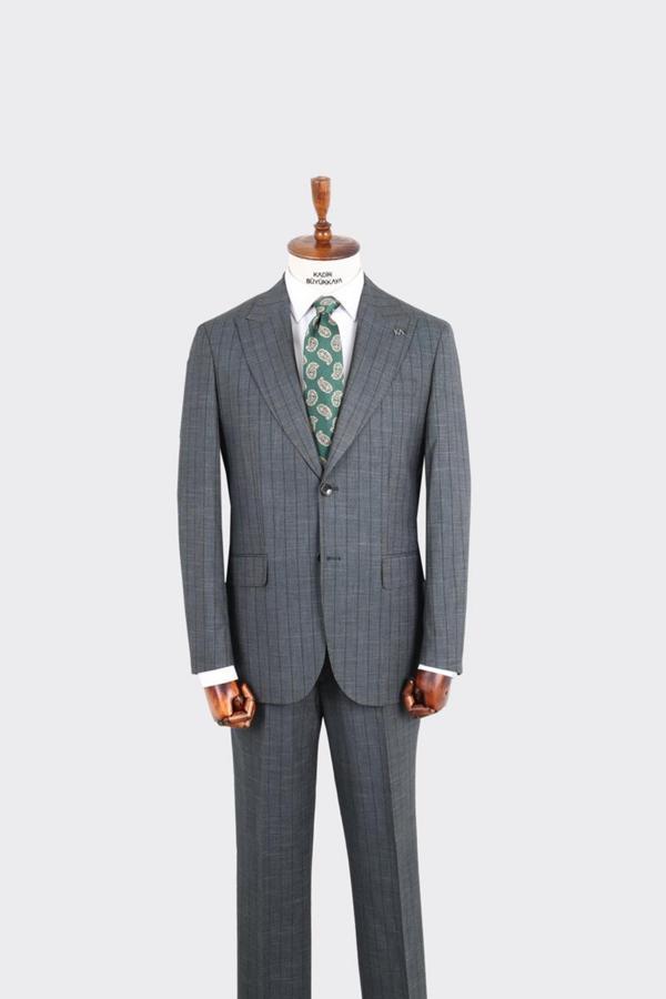 Kırlangıç Yaka İki Düğmeli Erkek Takım Elbise-KAX1370S - Image 1