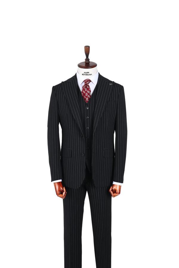 Modern ve Rahat Yelekli Erkek Takım Elbise - Slim Fit Dört Mevsim Kullanılabilir-KAV1080W - Image 1