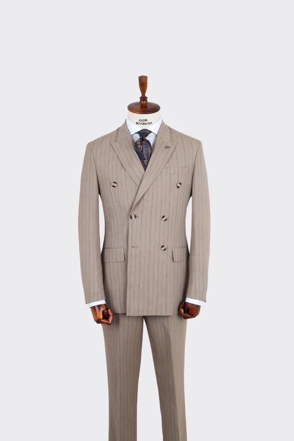 Kırlangıç Yaka Kruvaze Erkek Takım Elbise-KAX1271W - Image 1