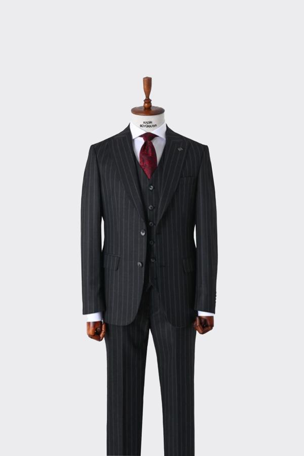 Slim Fit Kesim Yelekli Erkek Takım Elbise - Şık ve Rahat Tasarım-KAW1025S - Image 1