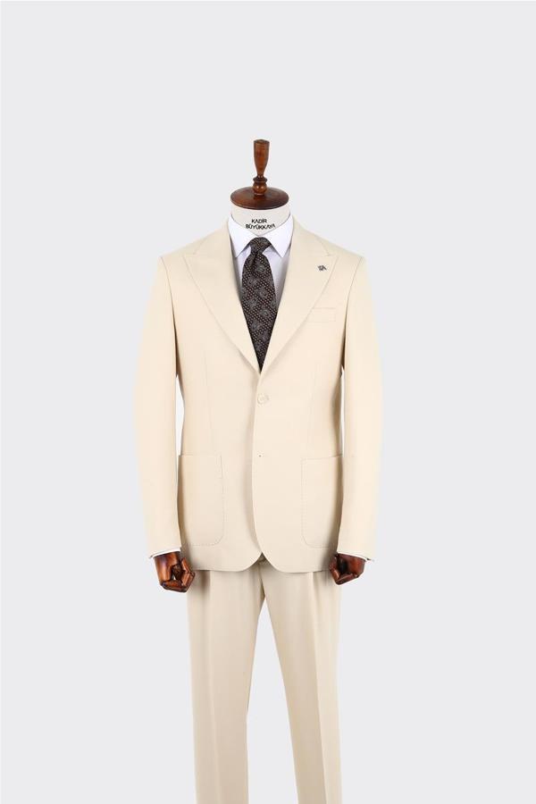 Kırlangıç Yaka Pileli Erkek Takım Elbise-KAW1332W - Image 1