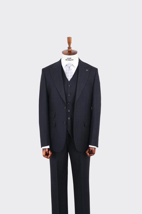 Kırlangıç Yaka Yelekli Erkek Takım Elbise-KAW1090W - Image 1