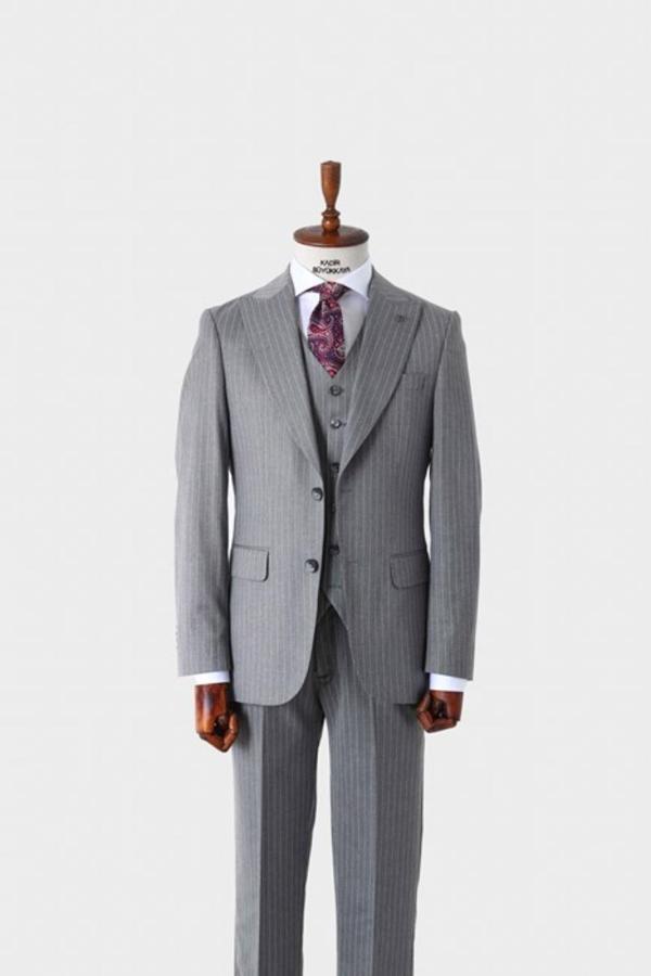 Slim Fit Yelekli Erkek Takım Elbise - Dört Mevsim Kullanılabilir Modern Kesim-KAW1023S - Image 1