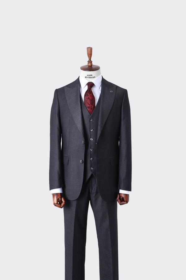 Slim Fit Kesim Yelekli Erkek Takım Elbise - Şık ve Modern Tasarım-KAW1036S - Image 1