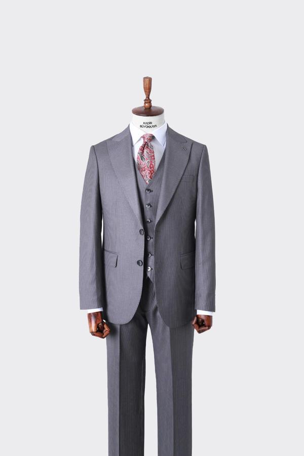 Slim Fit Yelekli Erkek Takım Elbise - Viskon Karışımlı Kumaş Şık ve Rahat-KAW1037S - Image 1