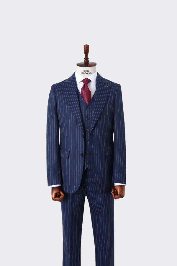 Slim Fit Yelekli Erkek Takım Elbise - Dört Mevsim Kullanılabilir Modern Kesim-KAW1023S - Image 1