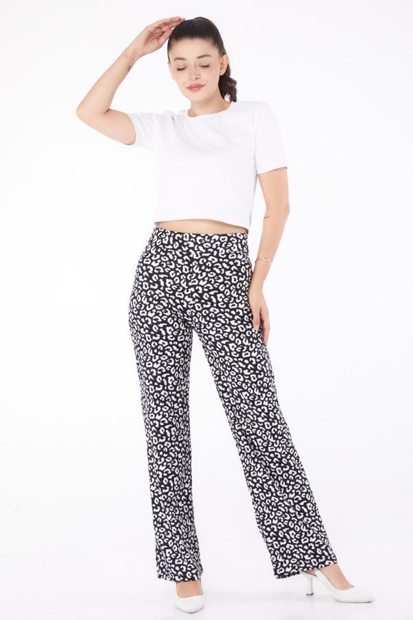 Leopar Desenli Pantolon Siyah - 26211 - Image 1