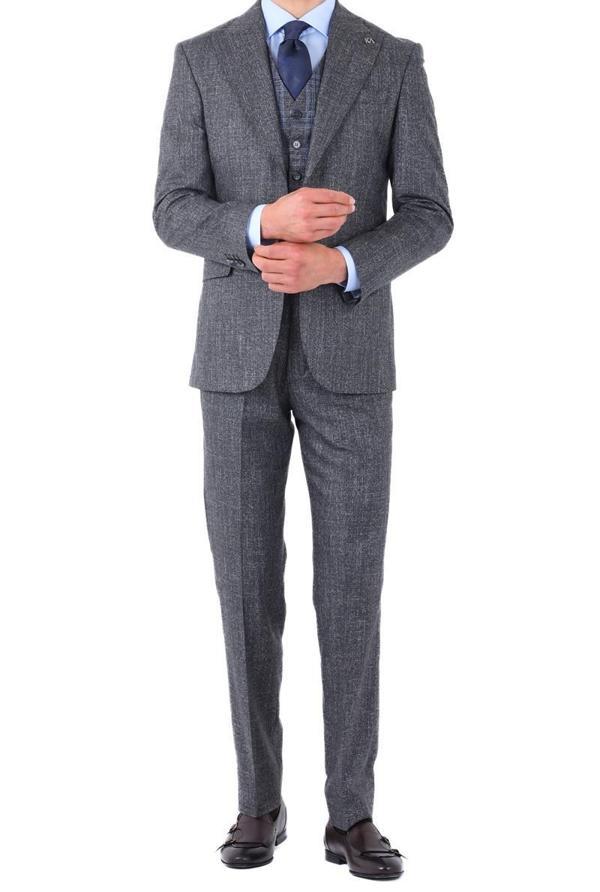 Modern ve Şık Yelekli Erkek Takım Elbise - Slim Fit Viskon Karışımlı-KAW1001S - Image 1