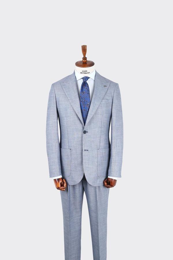 Kırlangıç Yaka Pileli Erkek Takım Elbise-KAX1302S - Image 1