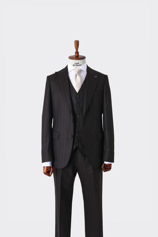 Viskon Karışımlı Slim Fit Yelekli Erkek Takım Elbise - Şık ve Rahat-KAW1024S - Image 1