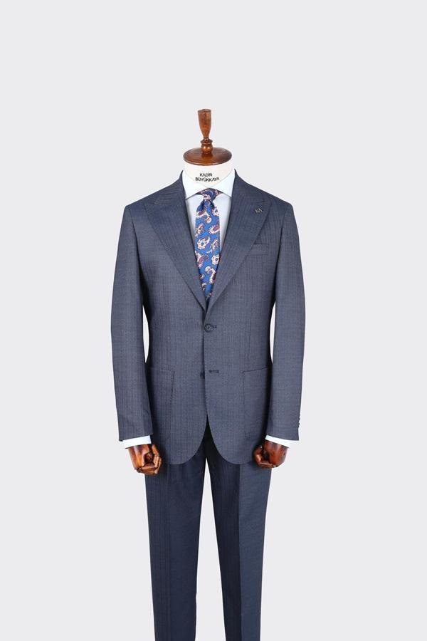 Kırlangıç Yaka Pileli Erkek Takım Elbise-KAX1303S - Image 1