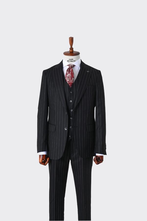 Slim Fit Kesim Yelekli Erkek Takım Elbise - Şık ve Rahat Tasarım-KAW1025S - Image 1