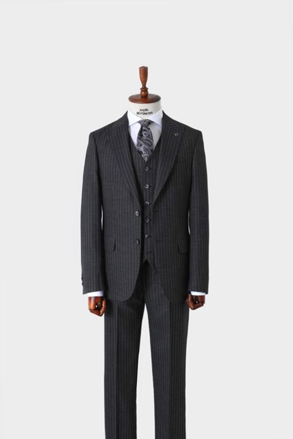 Slim Fit Viskon Karışımlı Yelekli Erkek Takım Elbise - Dört Mevsim-KAW1022S - Image 1