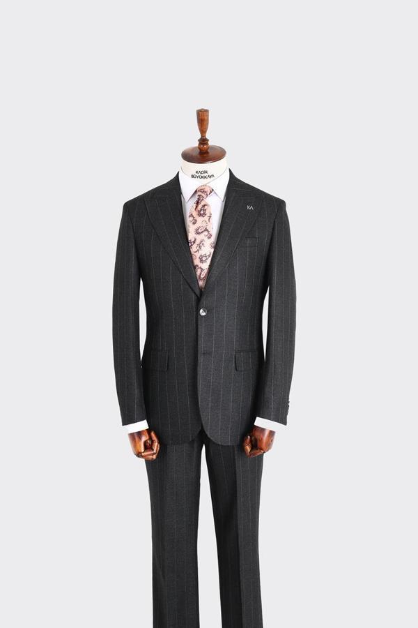 Kırlangıç Yaka İki Düğmeli Erkek Takım Elbise-KAX1310S - Image 1
