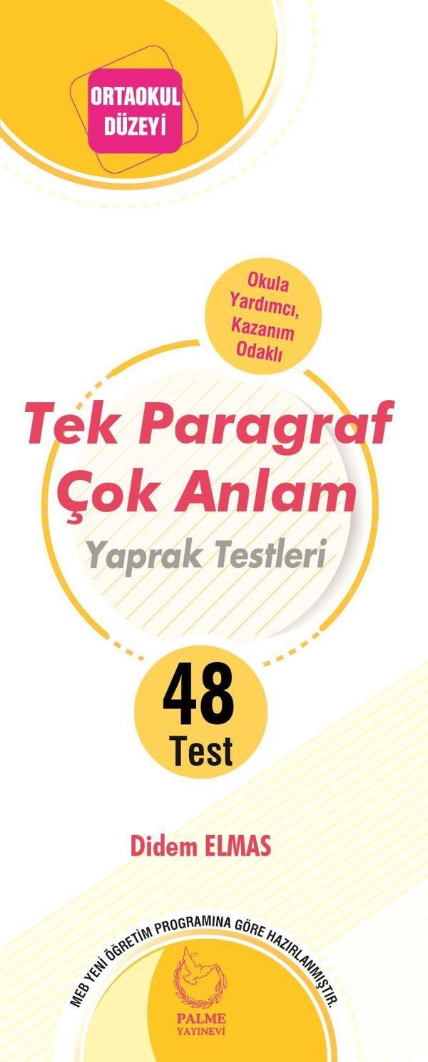 Palme Yayınevi Tek Paragraf Çok Anlam Yaprak Test (48 Test ) - Palme Yayınları - Image 1