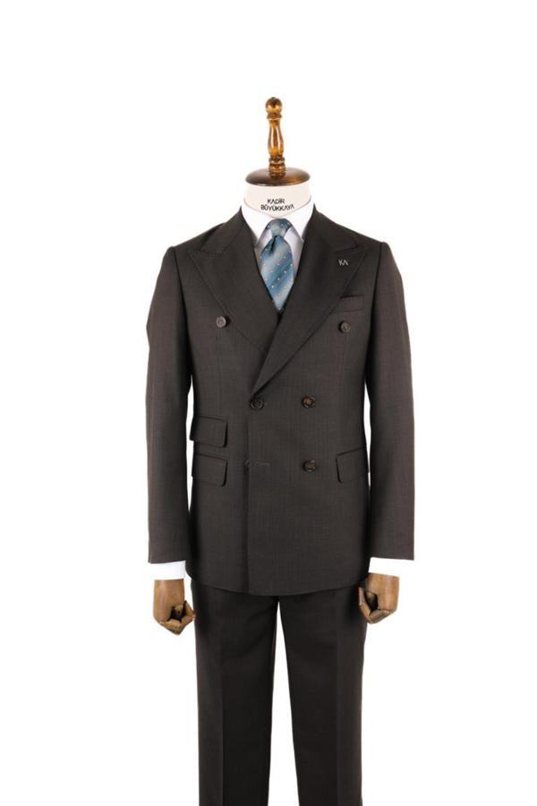 Kırlangıç Yaka Kruvaze Erkek Takım Elbise-KAV1216S - Image 1
