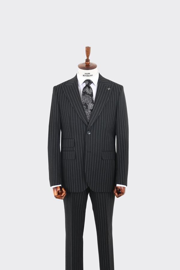 Kırlangıç Yaka İki Düğmeli Erkek Takım Elbise-KAW1345W - Image 1