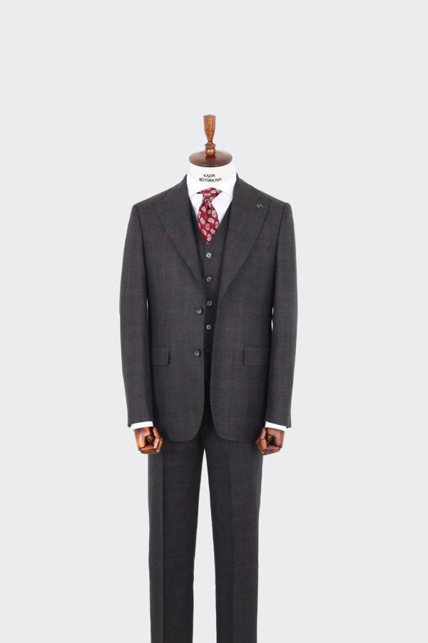 Günlük ve Ofis Kullanımı İçin Yelekli Erkek Takım Elbise - Modern Kesim-KAW1008S - Image 1