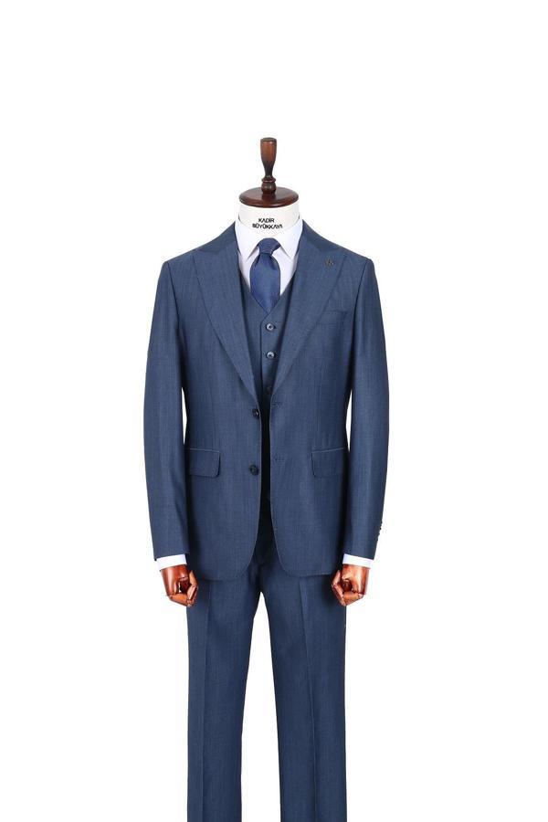 Şık ve Rahat Yelekli Erkek Takım Elbise - Slim Fit Viskon Karışımlı-KAW1029S - Image 1