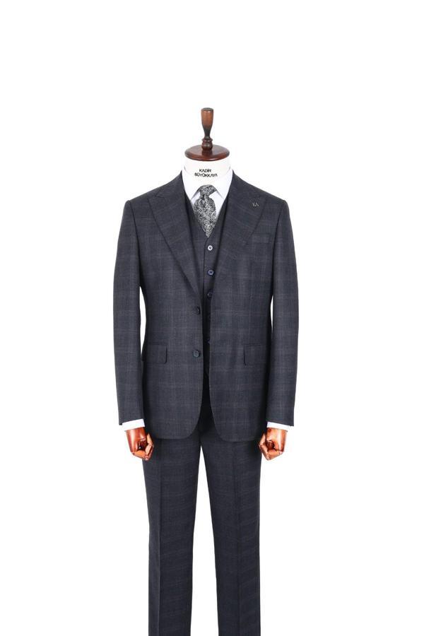Şık ve Zarif Slim Fit Yelekli Erkek Takım Elbise - Dört Mevsim Uygun-KAW1011S - Image 1
