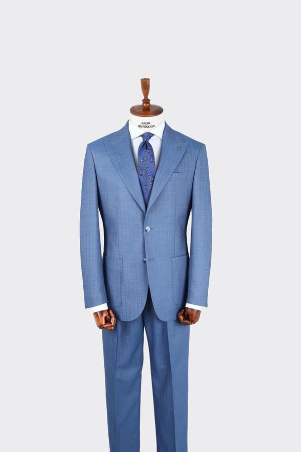 Kırlangıç Yaka Pileli Erkek Takım Elbise-KAX1303S - Image 1