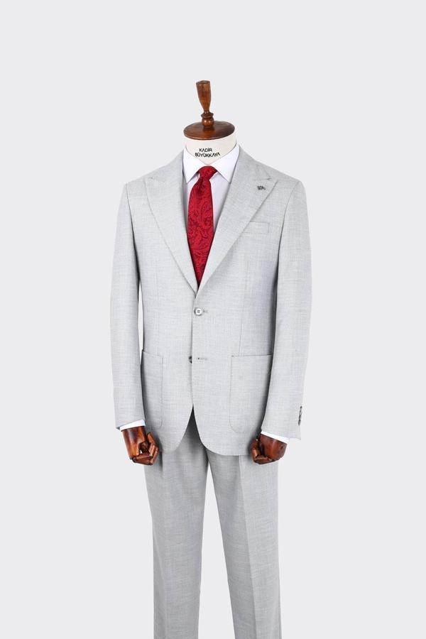 Kırlangıç Yaka Pileli Erkek Takım Elbise-KAX1302S - Image 1