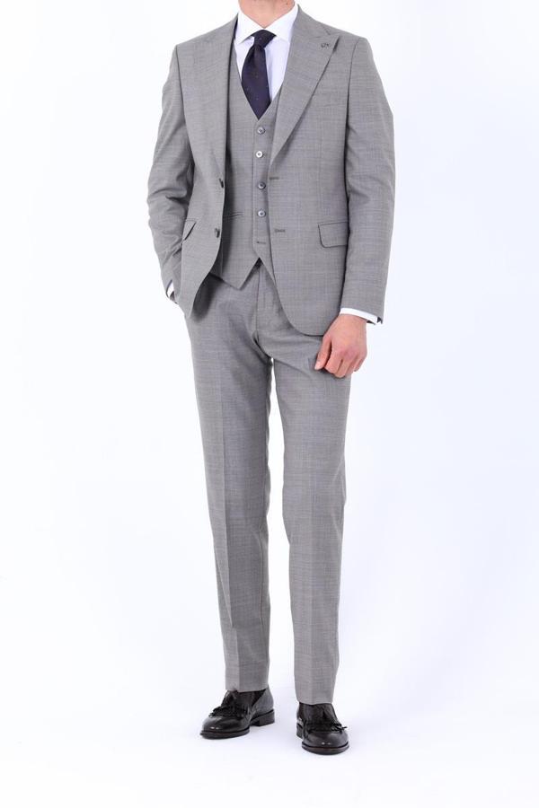 Slim Fit Viskon Karışımlı Yelekli Erkek Takım Elbise - Rahat ve Şık-KAW1004S - Image 1